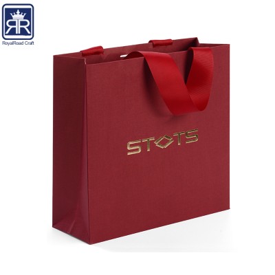 18051108 The Fine Quality Back Red Shopping Gift Paper Bags With Handles