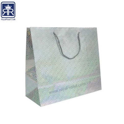 PVC laser aluminized film gift paper bag with custom design