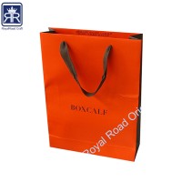 Fashion orange paper shopping bag customized logo printing paper gift bag handbag